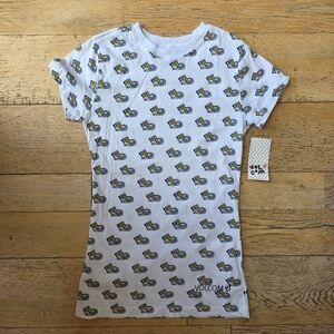 2000's Vintage Volcom 'Stoned Cat' White Graphic cat T-Shirt skater girl cotton